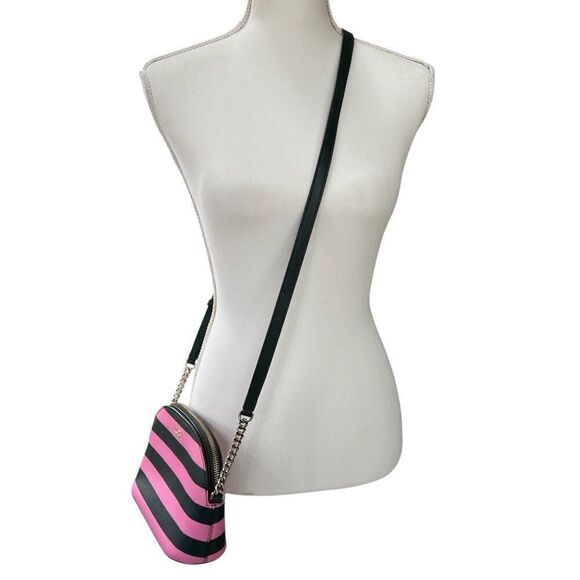 Kate Spade NWOT Sylvia Small Dome Crossbody Bag Pink & Dark Green Stripes - Picture 2 of 14